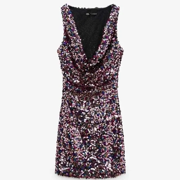 sequin dress long sleeve maxi Sequin Draped One Long Sleeve Maxi Dress
